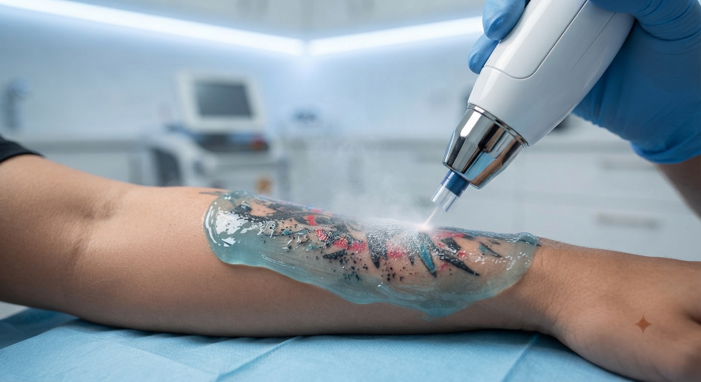 Laser tattoo removal treatment session at Hair Reborn Clinic Bhubaneswar