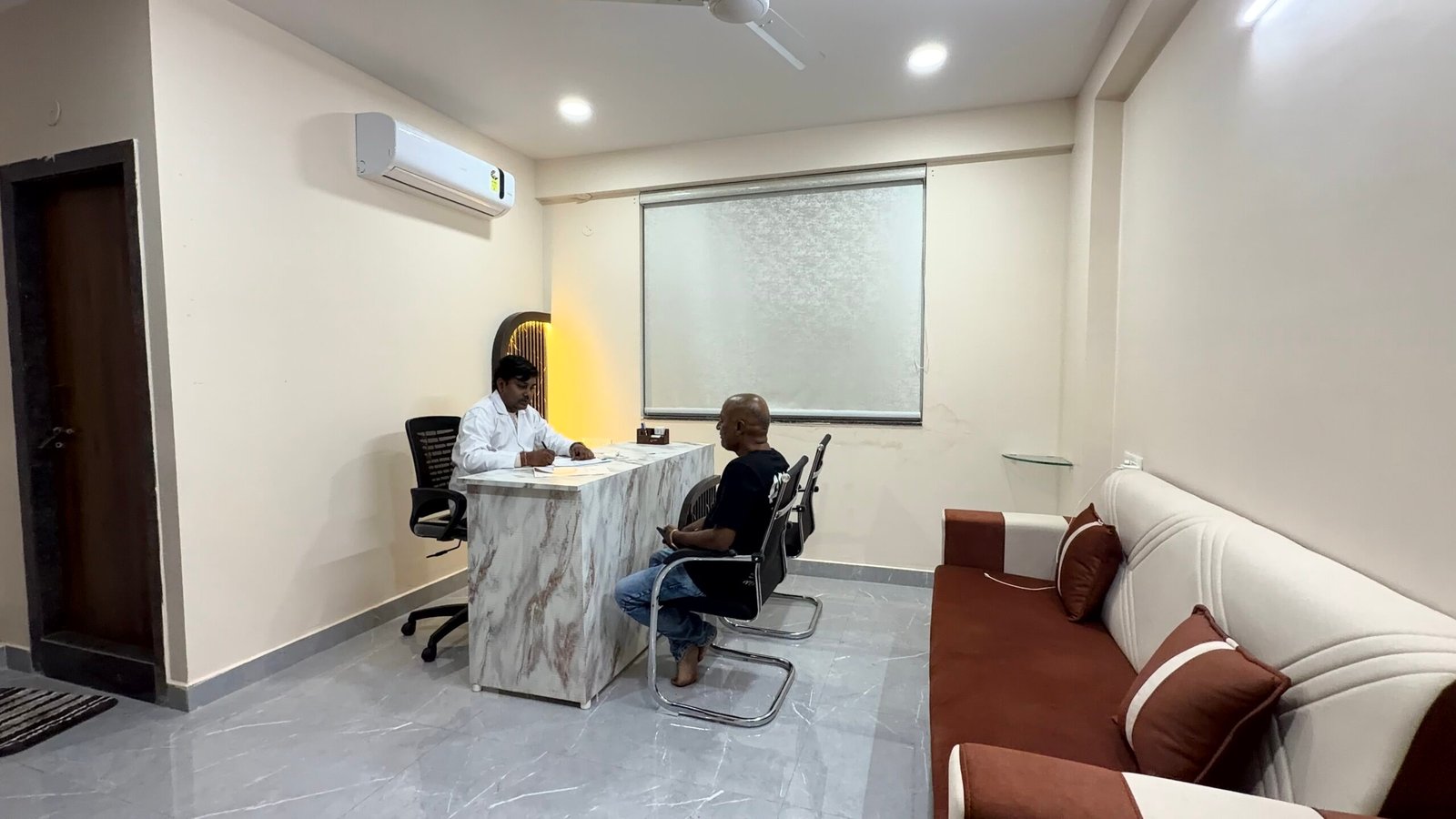 Hair Reborn hair transplant clinic reception at CBM Compound, Asilmetta, Visakhapatnam