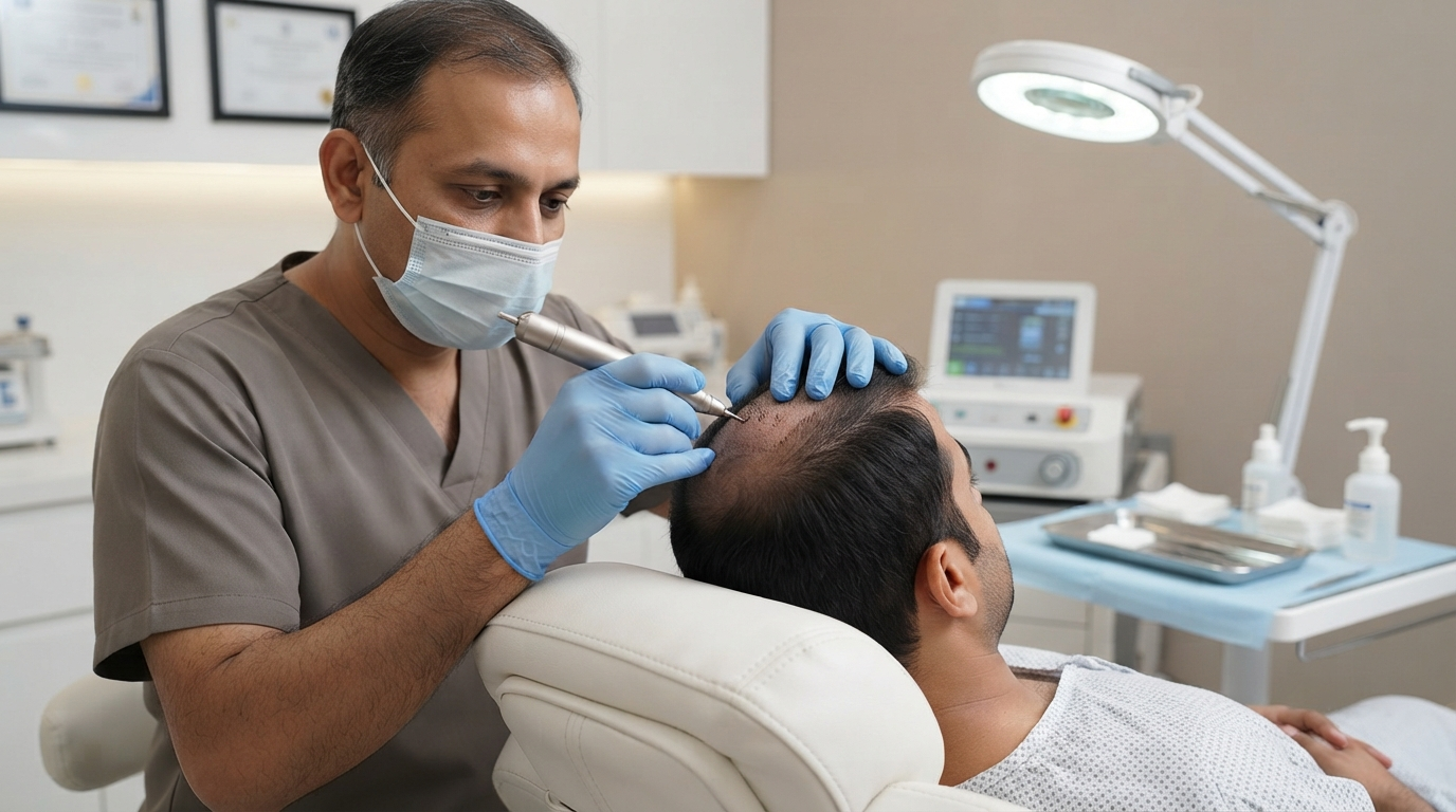 FUE hair transplant procedure at Hair Reborn Clinic Bhubaneswar