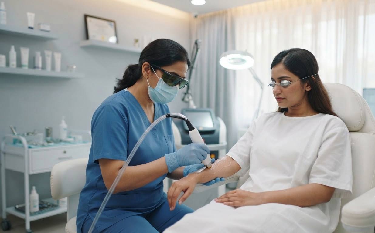 Laser hair removal treatment session at Hair Reborn Clinic Bhubaneswar