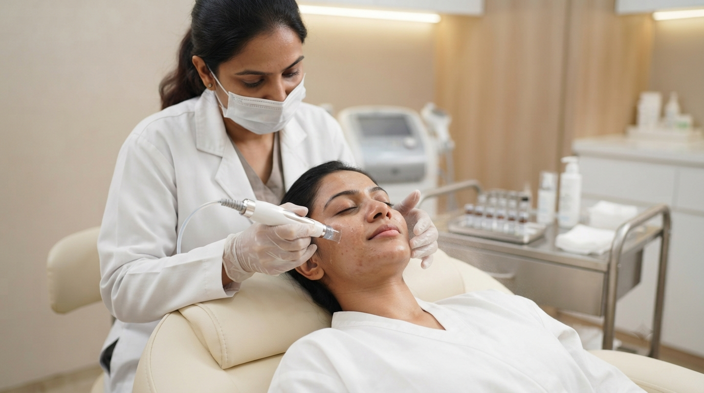 MediFacial treatment procedure in progress at Hair Reborn Clinic Bhubaneswar