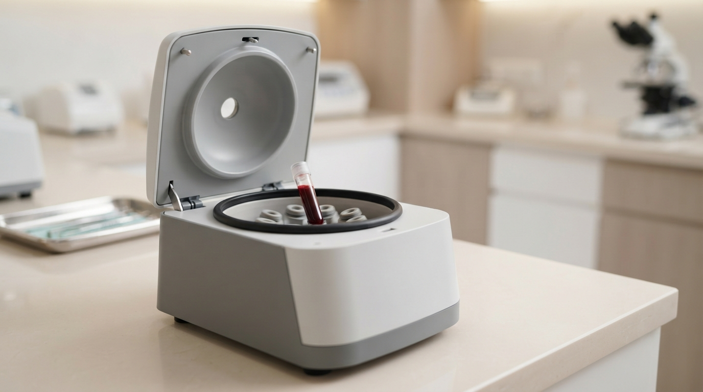 PRP hair treatment blood processing in a centrifuge at Hair Reborn Clinic Bhubaneswar
