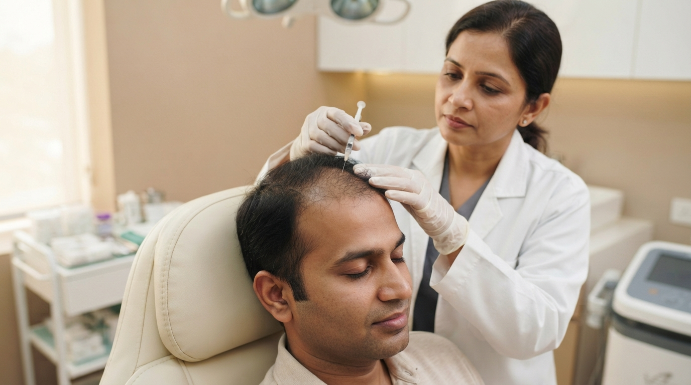 PRP scalp injection hair treatment session at Hair Reborn Clinic Bhubaneswar
