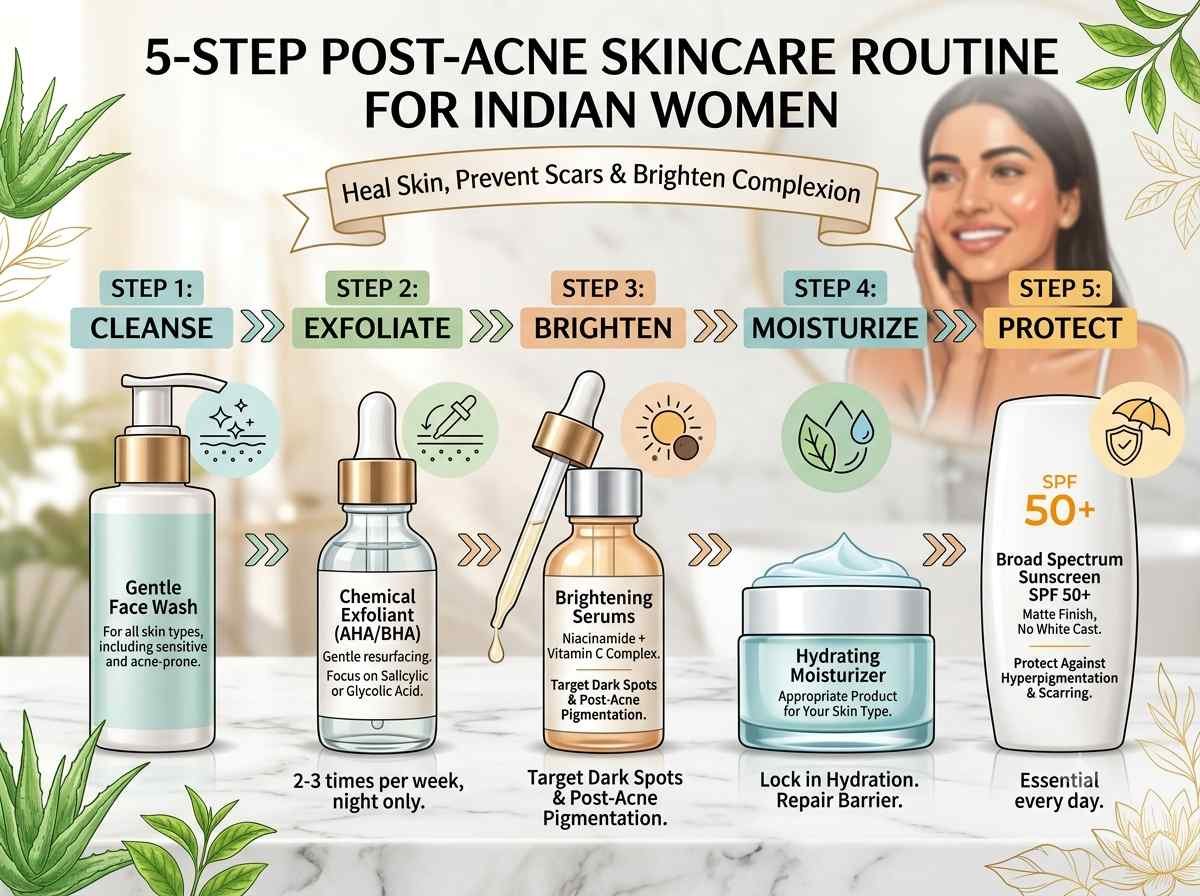 Post-acne skincare routine to fade marks and prevent scars