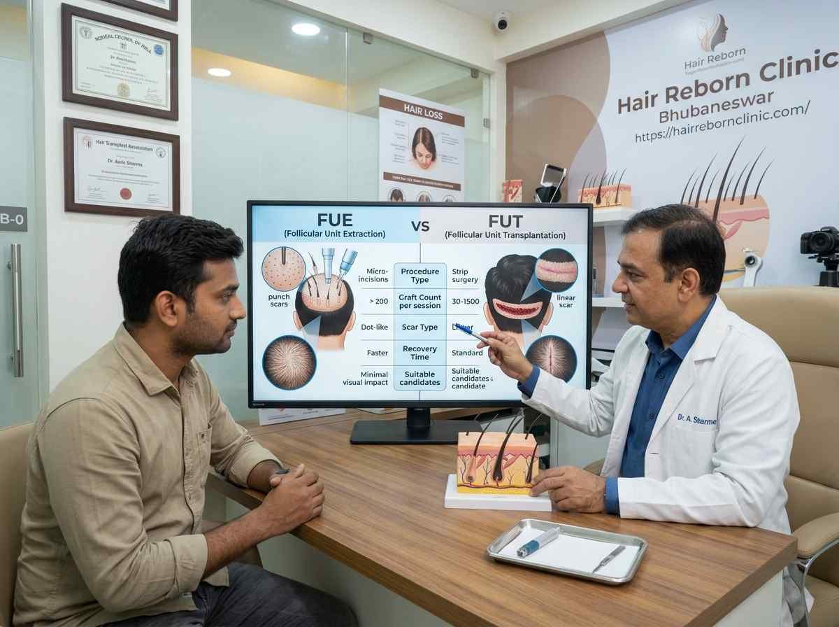 FUE and FUT hair transplant techniques compared