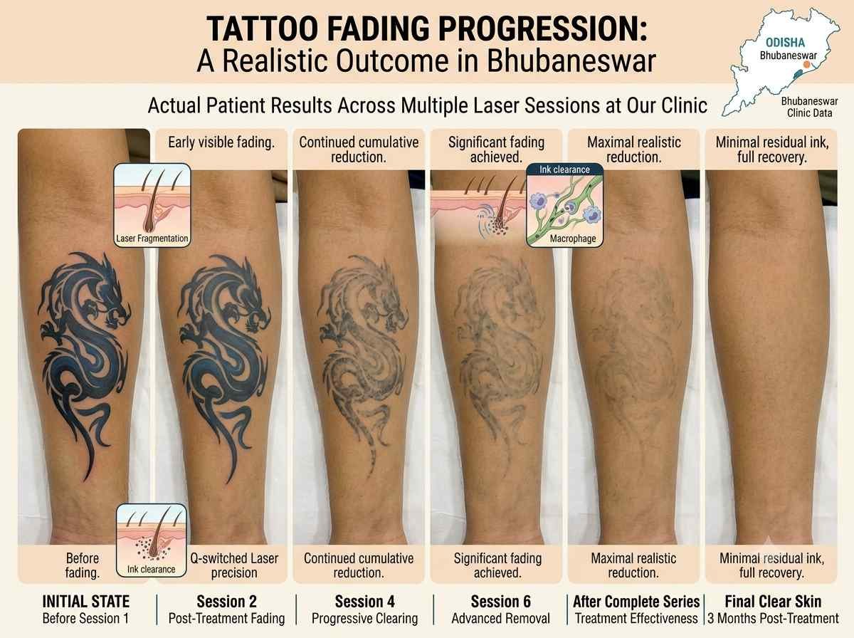Laser tattoo removal treatment session